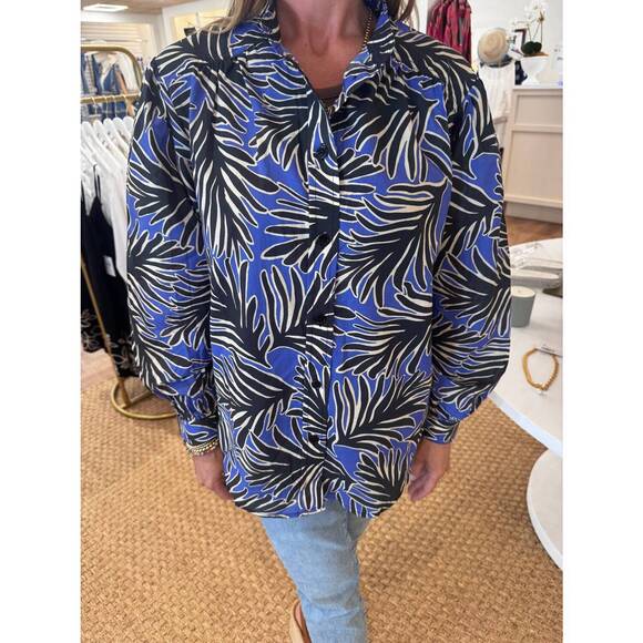 EXQUISE Tops - NEW EXQUISE gracie long sleeve button down shirt in blue/ black